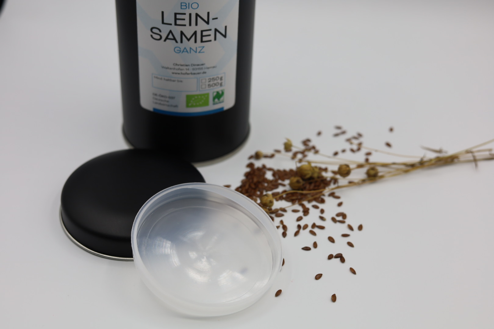 Bio-Leinsamen (ganz) in der Dose